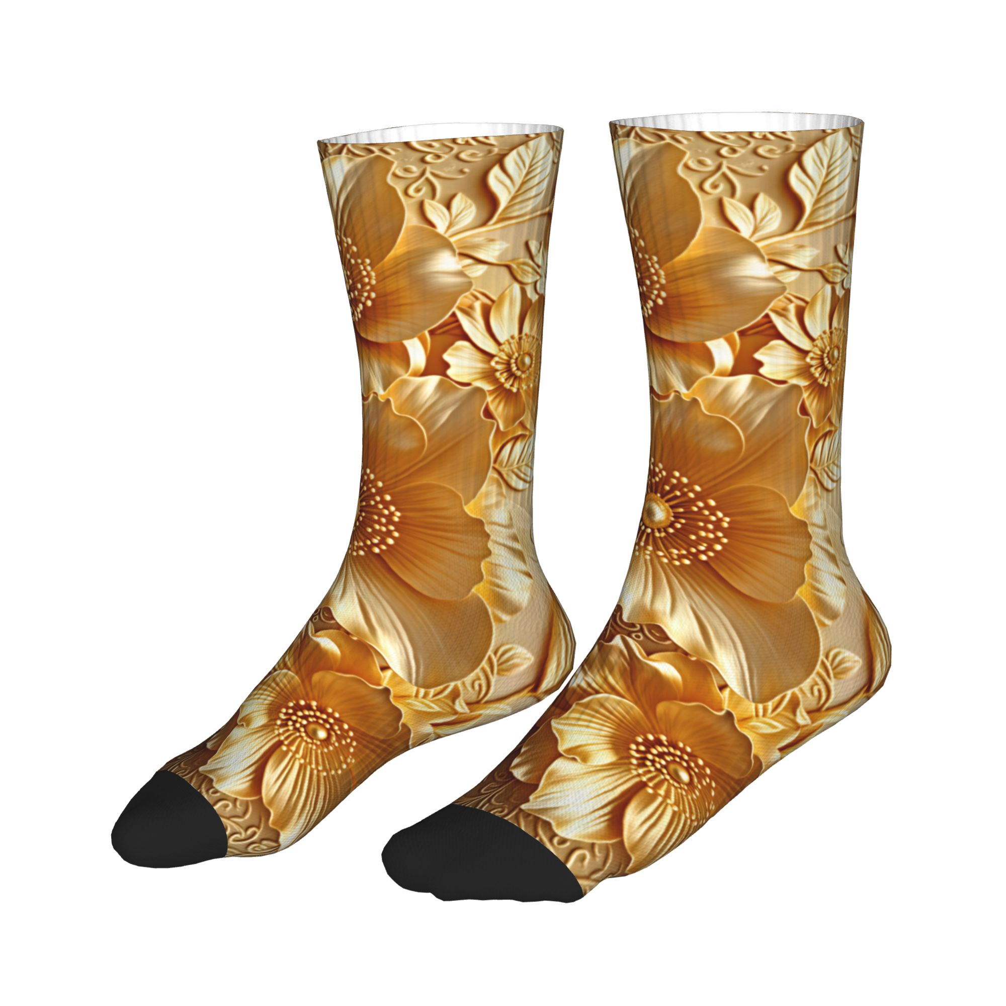 3D Embossed Golden Floral Seam - đánh giá và giá Dress Sock Men